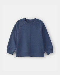 Toddler Boy French Terry Pullover Sweatshirt - Navy Blue