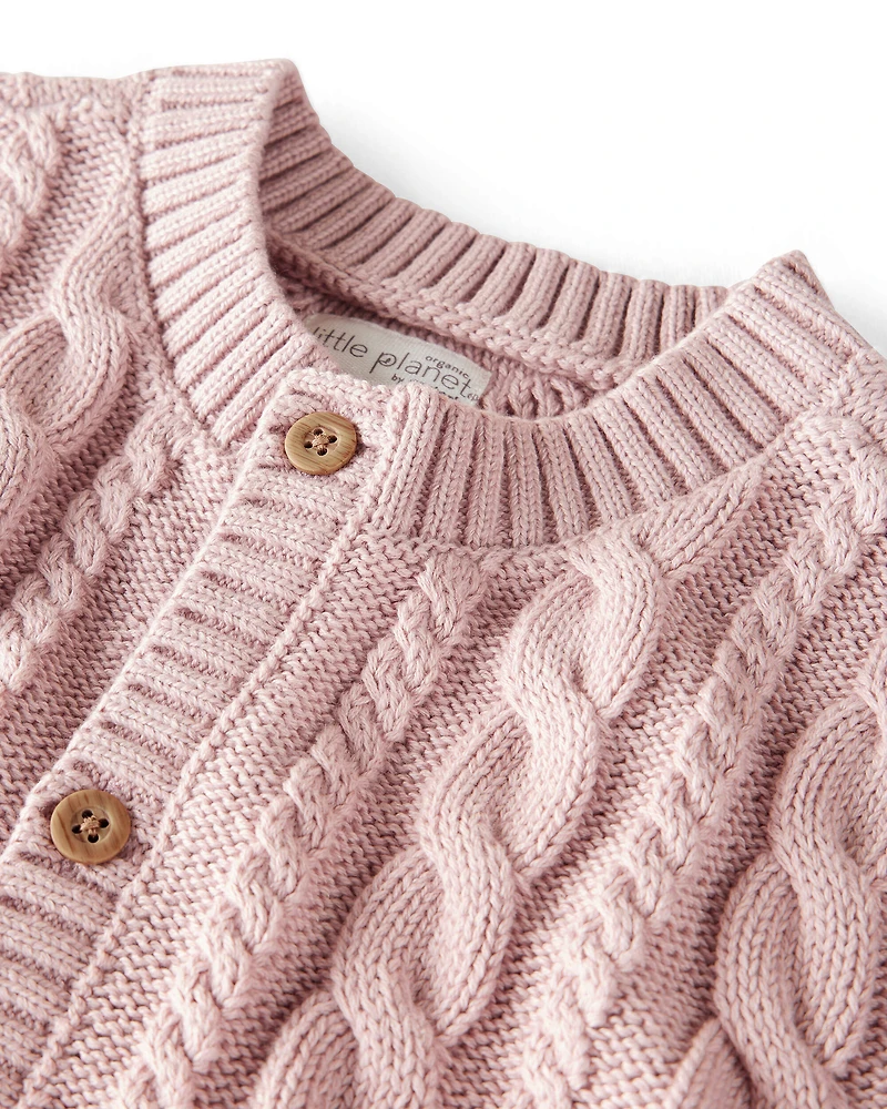 Baby Girl Organic Cotton Cable Knit Cardigan