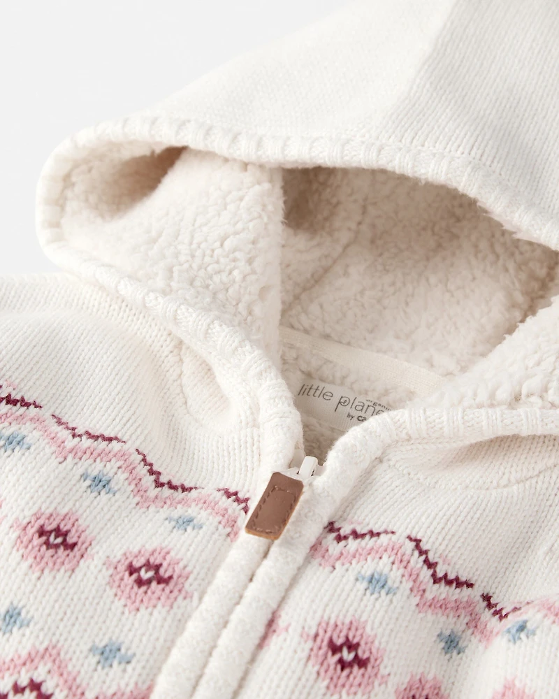 Toddler Girl Recycled Fair Isle Sherpa Sweater Knit