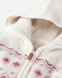 Toddler Girl Recycled Fair Isle Sherpa Sweater Knit