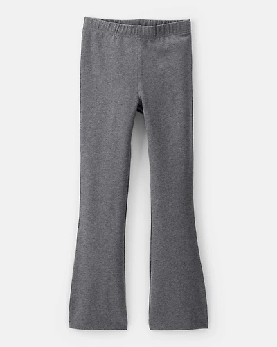Girls Solid Cotton Flare Stretch Leggings