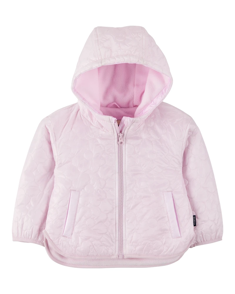 Baby Girl Floral Quilted Midweight Jacket - Pink