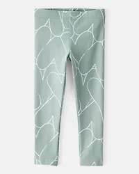 Toddler Girl 2-Piece Heart Print Top & Stretch Leggings Set - Green