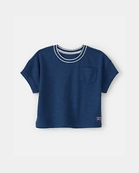 Baby Boy 2-Piece French Terry Pocket T-Shirt & Striped Pants Set - Navy/Grey