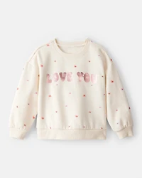 Toddler Girl Heart Long-Sleeve Pullover Sweatshirt - Ivory