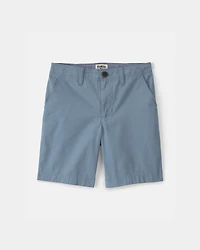 Boys Twill Flat-Front Shorts - Blue