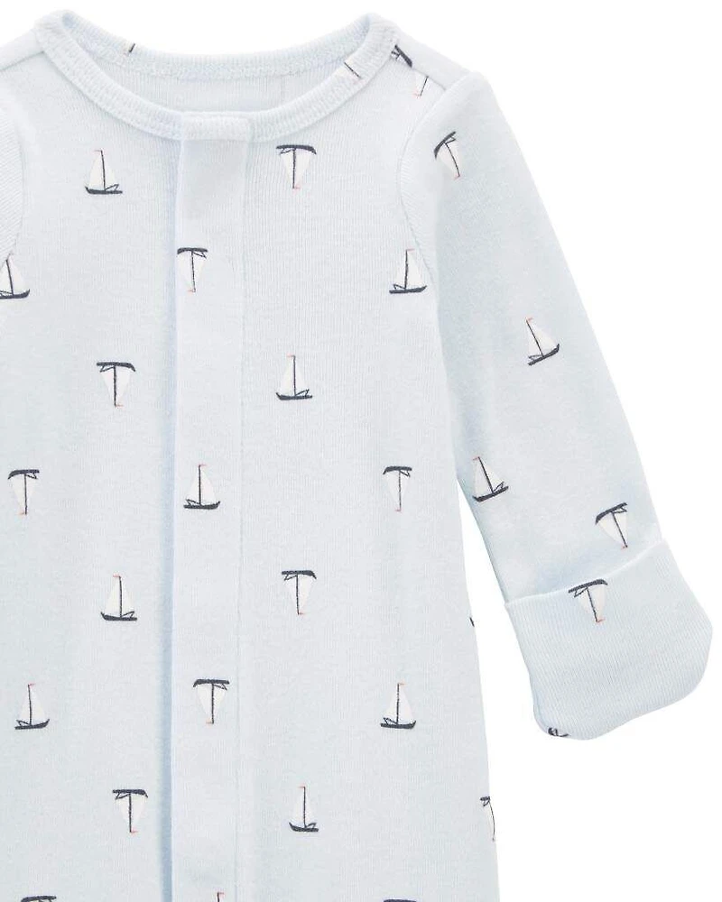 Baby Boy Preemie Sailboat Sleeper Gown