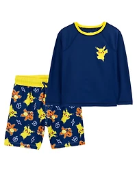 Kid 2-Piece Pokémon Pikachu Rashguard & Swim Trunk Set