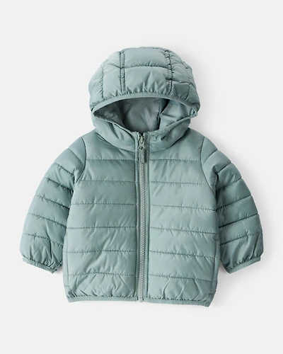 Baby Packable Hooded Puffer Jacket - Green