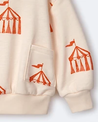 Toddler Otter Sweatshirt™ with Pockets in Big Top Print - Cream