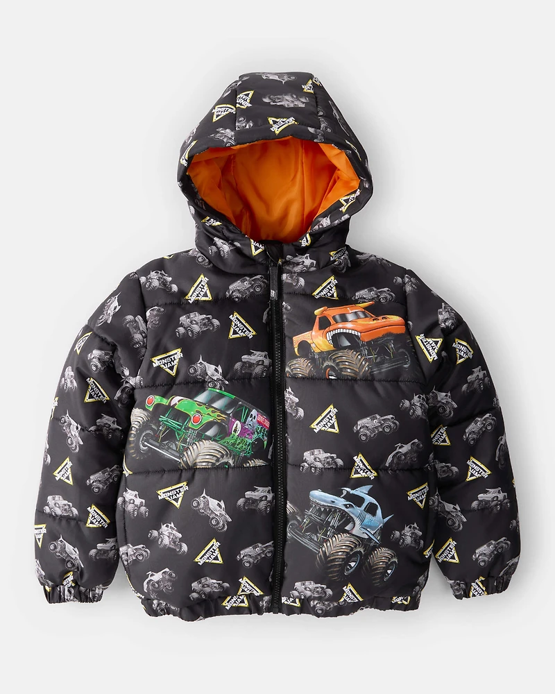Boys  Monster Jam™ Grave Digger Hooded Heavyweight Jacket - Black