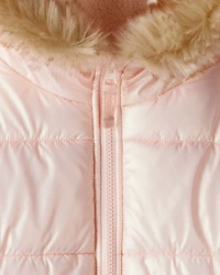 Girls Hooded Heavyweight Winter Jacket - Pink