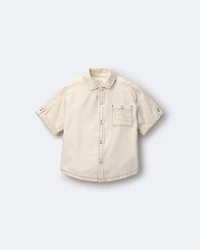 Toddler Boy Button-Down Short-Sleeve Shirt - Cream
