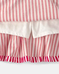Girls Striped Skort - Red/White
