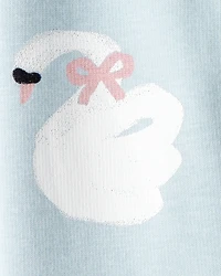 Toddler Girl Swan Pull-On Stretch Cozy Leggings - Blue