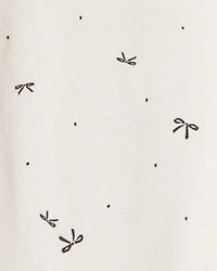 Baby Girl Bow Print Cotton Long-Sleeve Dress Set - Grey