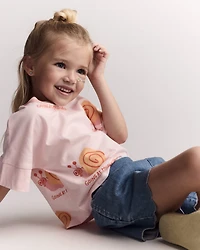Toddler Girl Scalloped Shorts in Denim