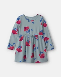 Toddler Girl Floral Long-Sleeve Dress - Blue