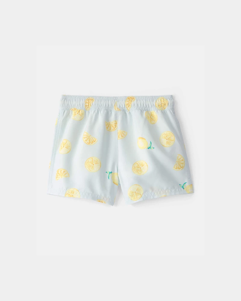 Toddler Boy Lemon Swim Trunks - Blue