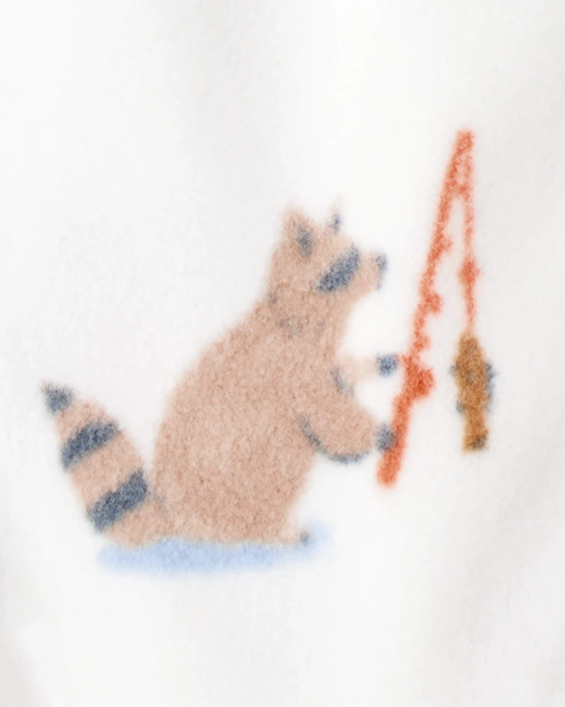 Toddler 1-Piece Woodland Creatures Fleece Footie Pajamas - Ivory