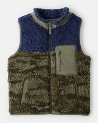 Boys Camo Sherpa Sleeveless Vest