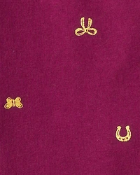 Girls Bow Print Pull-On Stretch Leggings - Purple