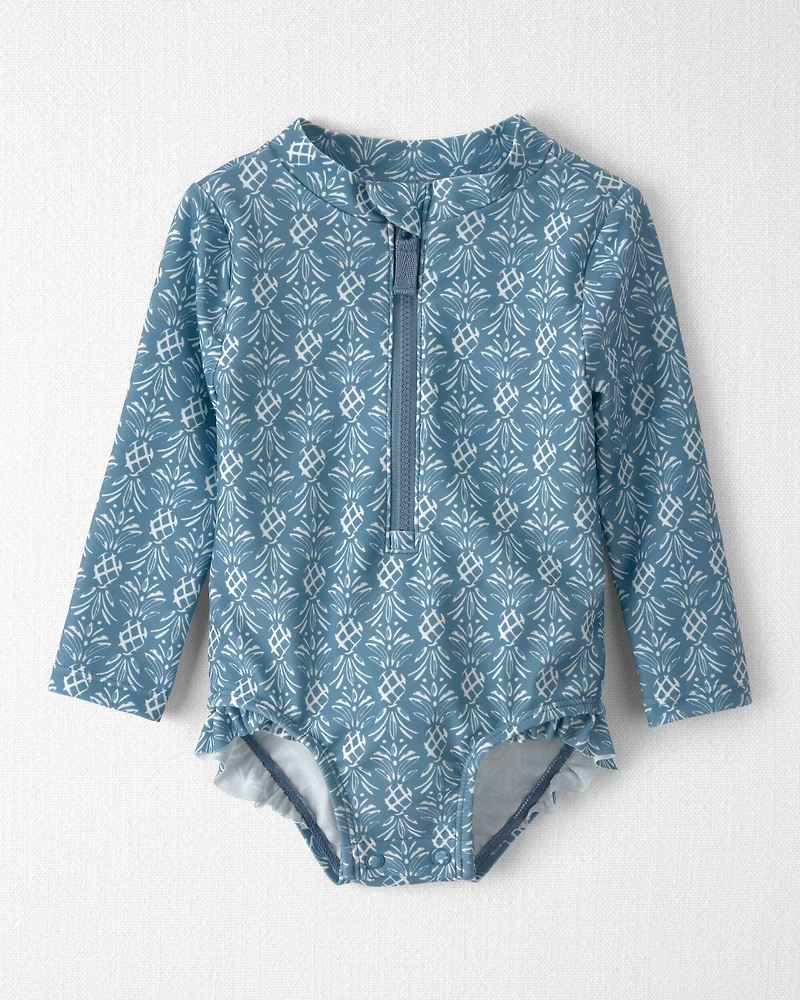 Baby Girl Recycled Rashguard Swimsuit in Bloom Lagoon