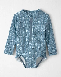 Baby Girl Recycled Rashguard Swimsuit in Bloom Lagoon