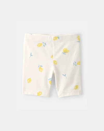 Toddler Girl Lemon Bike Shorts - Cream