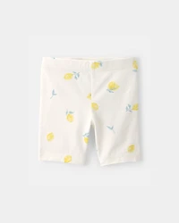 Toddler Girl Lemon Bike Shorts - Cream