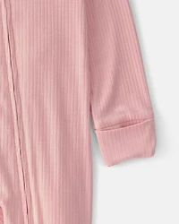Baby Girl 2-Way Zip PurelySoft Sleep & Play Pajama - Pink
