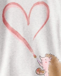 Baby Girl Hedgehog Print Cotton Long-Sleeve 4-Piece Pajamas - Pink/Brown