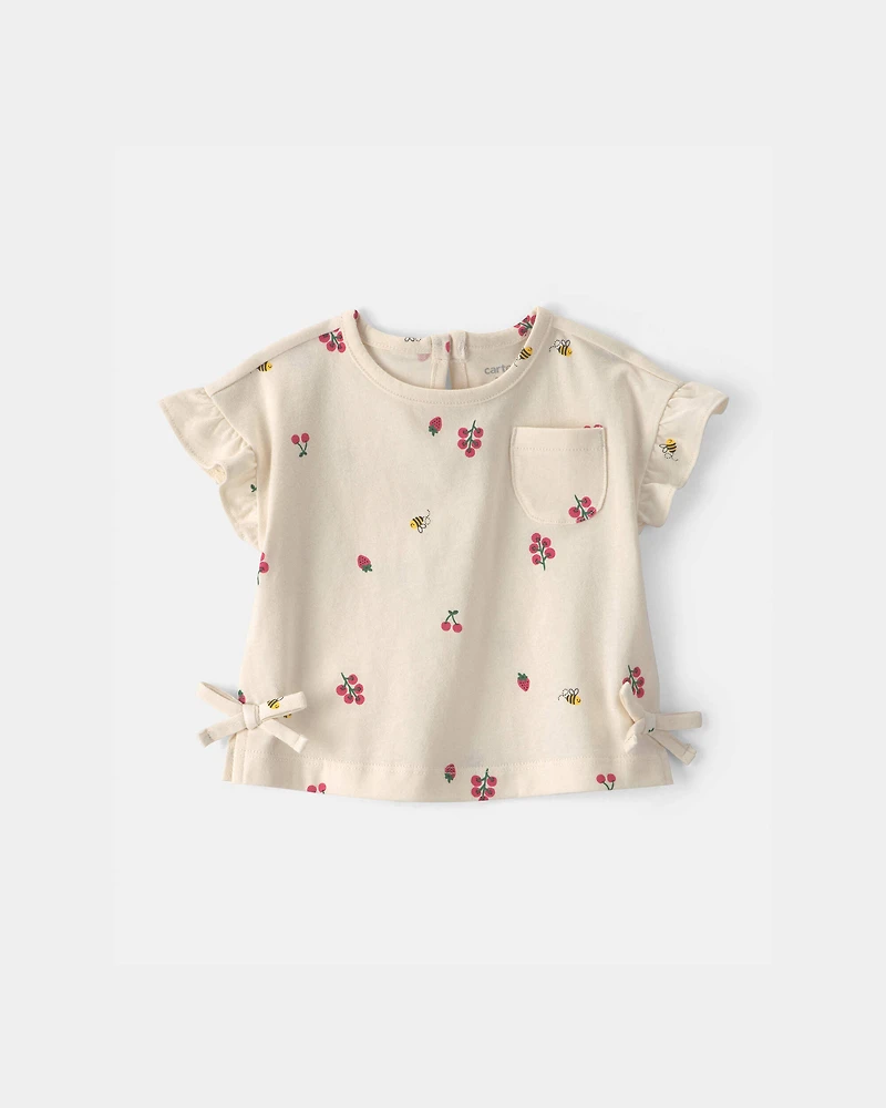 Baby Girl Floral Short-Sleeve Top - Cream