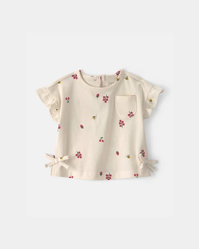 Baby Girl Floral Short-Sleeve Top - Cream
