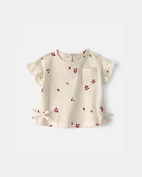 Baby Girl Floral Short-Sleeve Top - Cream
