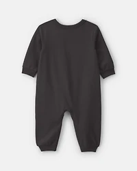 Baby Halloween Skeleton French Terry Long-Sleeve Jumpsuit - Black