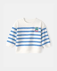 Baby Boy Striped French Terry Pullover Sweatshirt - Blue/White