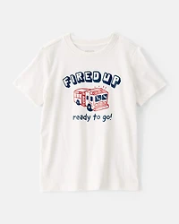 Toddler Boy Firetruck Graphic Tee - White