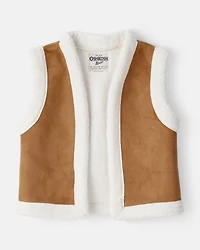 Girls Fleece Sleeveless Vest - Brown