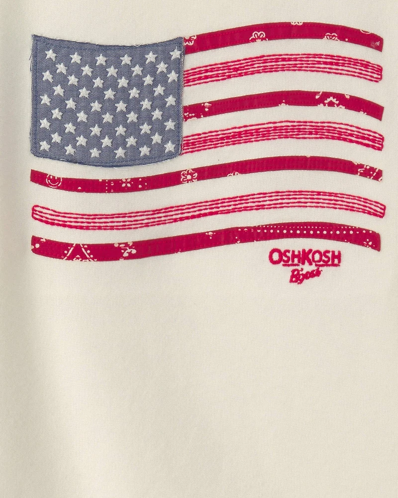 Kid American Flag French Terry Pullover Sweatshirt - Cream