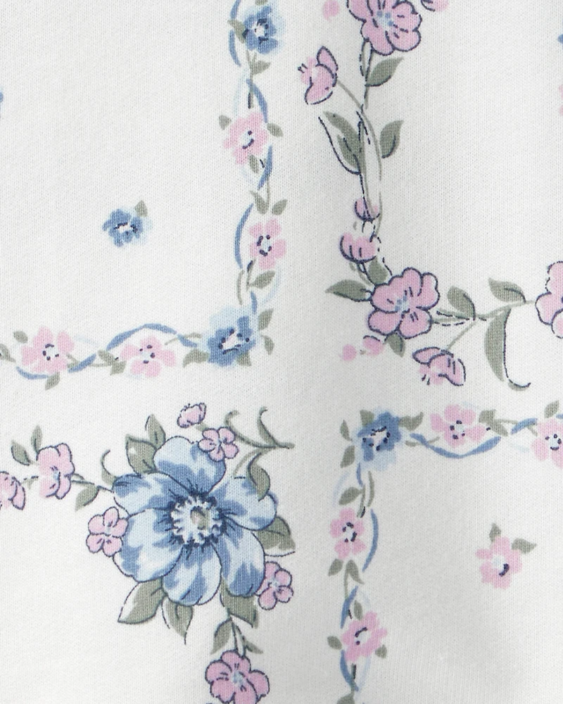 Girls 2-Piece French Terry Pullover & Chambray Skirt Set - White/Blue