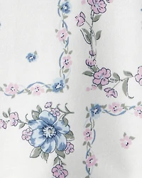 Girls 2-Piece French Terry Pullover & Chambray Skirt Set - White/Blue