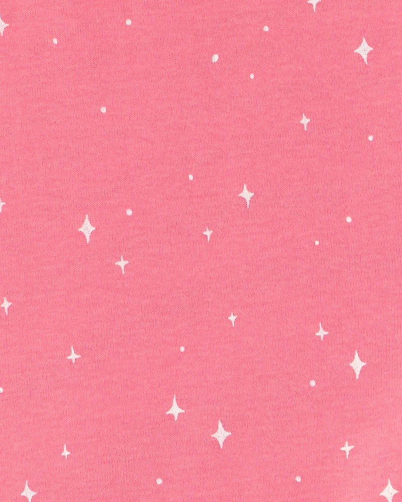 Girls 4-Piece Unicorn 100% Cotton Snug Fit Pajama Set - Coral/Pink