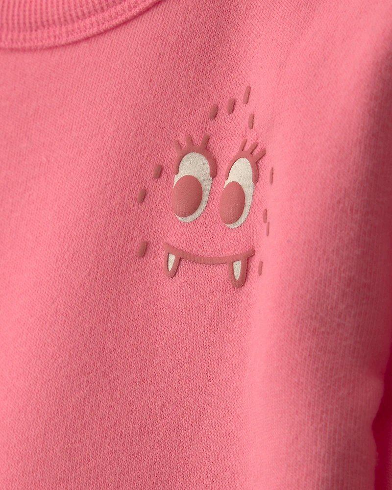 Baby Girl Monster Fleece Pullover Sweatshirt - Pink