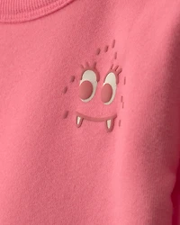 Baby Girl Monster Fleece Pullover Sweatshirt - Pink
