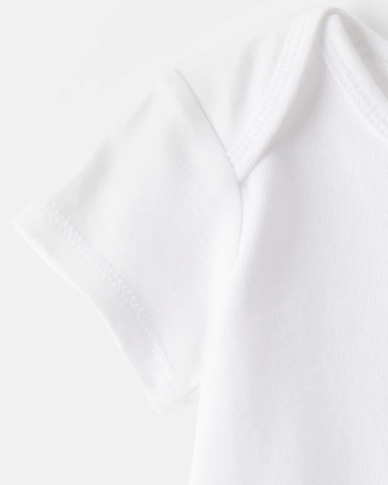 Baby 10-Pack Short Sleeve Cotton Bodysuits - White