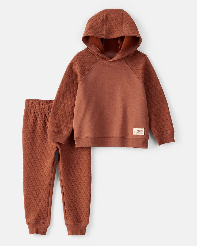 Toddler Boy 2-Piece Hooded Tee & Pant Set - Rust