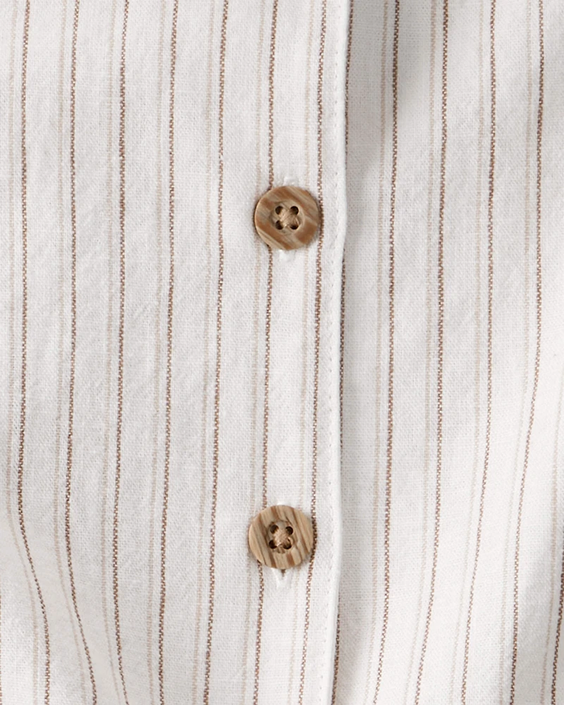 Baby Girl 3-Piece Striped Sleeveless Top & Short Set - Tan/Ivory