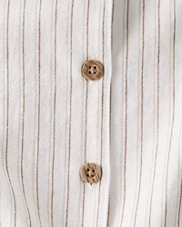 Baby Girl 3-Piece Striped Sleeveless Top & Short Set - Tan/Ivory