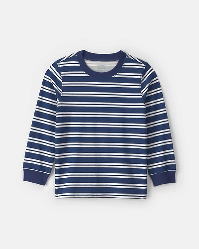 Toddler Boy Striped Long-Sleeve Tee - Navy Blue/White